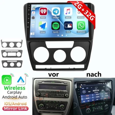 CAMECHO Für Skoda Octavia II Yeti 10.1" Android 15 Autoradio 2+32G CarPlay GPS WiFi RDS