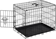 24 Inch Single Door Dog Crate, Metal Pet Kennel with Secure Lock, Foldable Desig