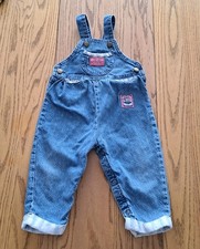 Vintage OshKosh Girls Overalls Bunny Patch Size 24 Months Cuffed Hard To Find