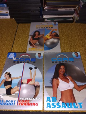 Lot of 3 - Gunnar Peterson's Core Secrets Videos DVD Workout Exercise Old School