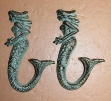 2-MERMAID WALL HOOK,Bath Decor,Coastal Living,Mythical Style,Nautical Look,BL-42
