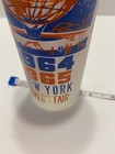 1964-65 New York World’s Fair Frosted Glass Tumbler Cup, Globe Blue/Orange — photo 2