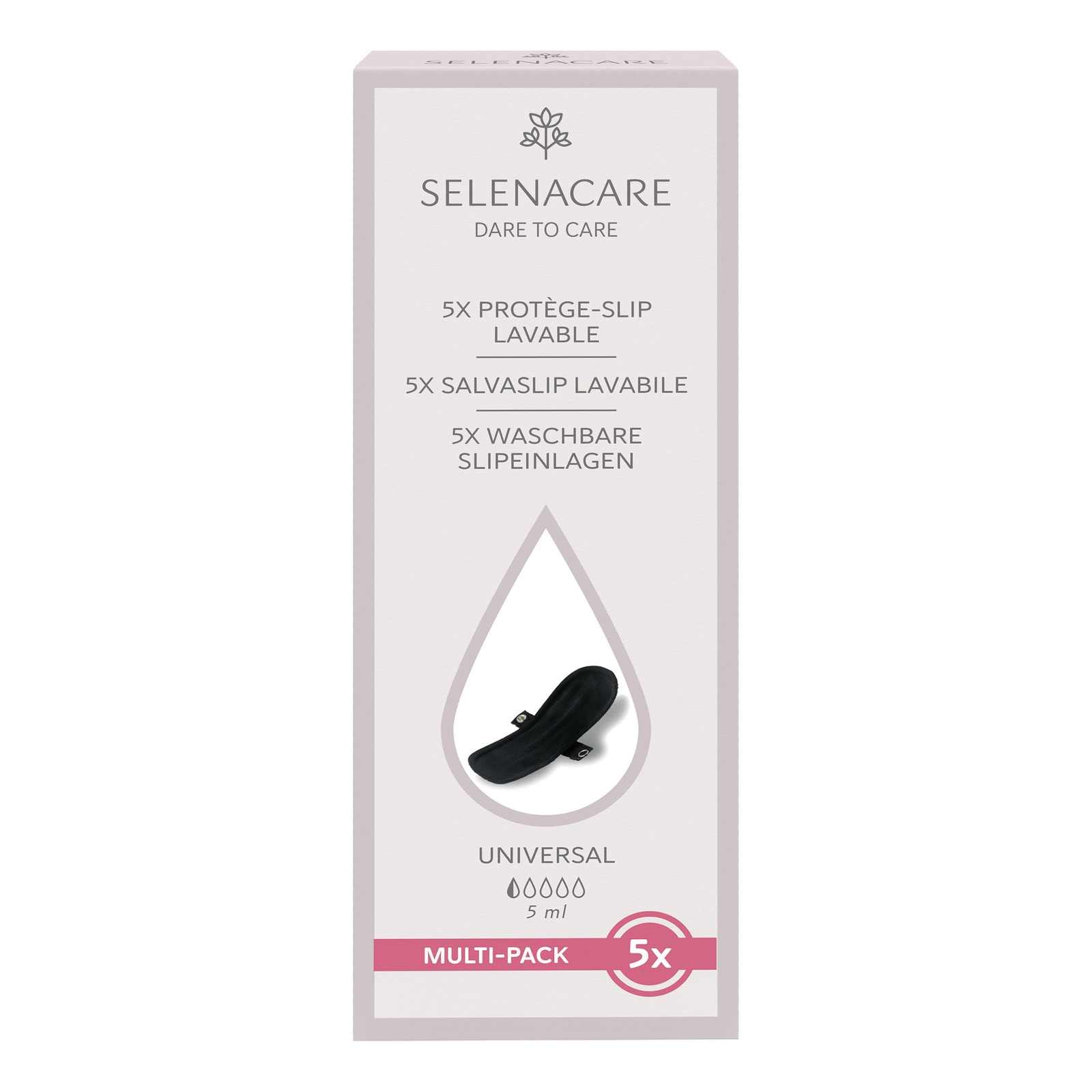 Salvaslip Lavabile Selenacare Nero 5 pz - Igiene Intima Sostenibile