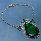 Green Labradorite, Diopside Gemstone 925 Sterling Silver Necklace 18" C172