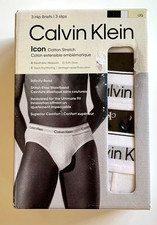 Calvin Klein 3 Pack Large NB4388 Icon Cotton Stretch Hip Briefs