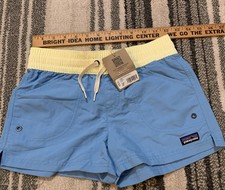 Patagonia Kids Costa Rica 3" Baggies Shorts Unlined Lago Blue Size 10 Medium NWT