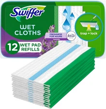 Swiffer Sweeper Wet Mopping Pad Refills for Floor Mop with Febreze, 12 Count