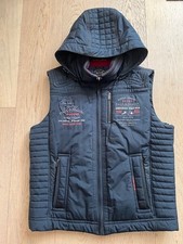 Paul  Shark Yachting Men Navy Blue Quilted Vest Hood Large Logo Made in Italy