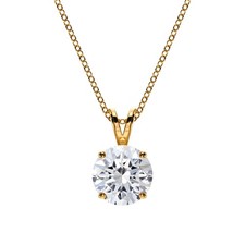 IGI 2 Ct D-F / VVS  Round Lab Grown Diamond Pendant Necklace 14K Yellow Gold
