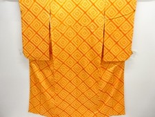 7641594: JAPANESE KIMONO / ANTIQUE KIMONO / SILK / ALL SHIBORI / RHOMBUS