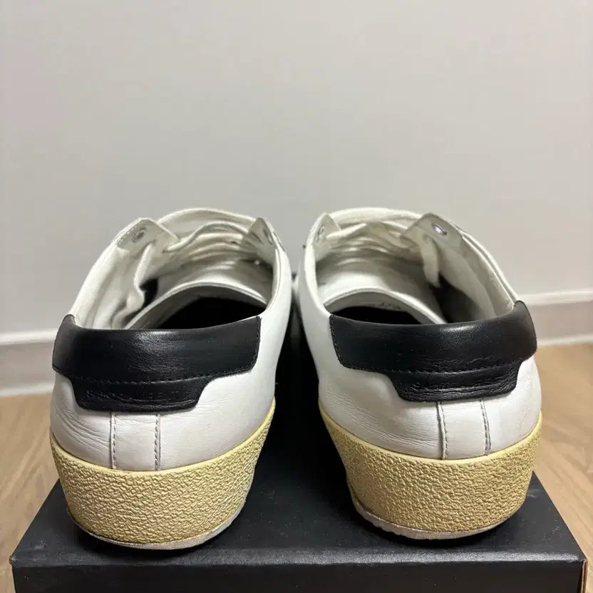 Saint Laurent White Leather Sneakers with Black Tabs - Size 43.5