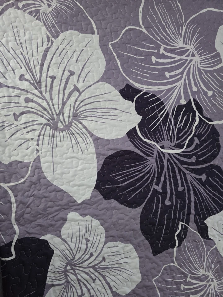 Juego de edredón floral tamaño king juego de cama 3 piezas púrpura oscuro boho edredón floral... Foto 2 de 3