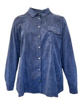 Marina Rinaldi Women's Blue Federica Button Down Shirt Size 20W/29 NWT