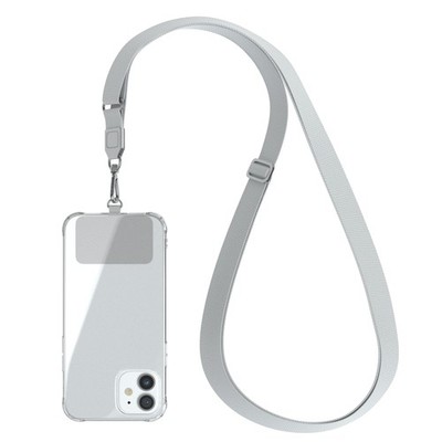 Universal Handykette alle Smartphones zum Umhängen breites Handyband Kette Grau