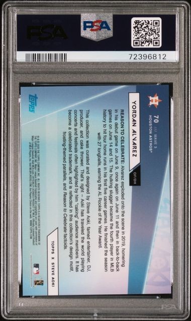 2020 Topps Aoki Rainbow Foilboard Yordan Alvarez PSA 9 Rookie RC Card LOW POP view 2