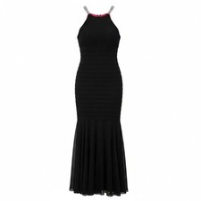 Aqua Banded Halter Evening Dress 4