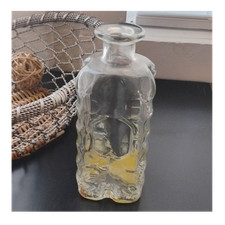 Clear Glass Decorative Bottle with Textured Design for Barware