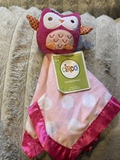 NEW Circo Target Pink Owl Baby Lovey Polka Dot Plush Security Blanket Satin Trim