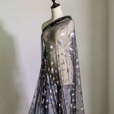 Mesh Organza Sheer Fabric Shiny Feather Dress White Black DIY 100 150cm New