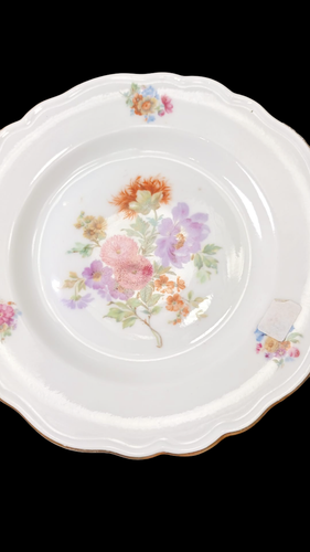 Teller ca. 17 cm Teichert Werke Stadt Meissen Blumenbouquet mit Goldrand - Bild 3 von 7