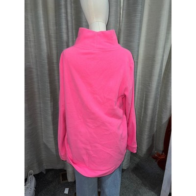 Crown & Ivy Mock Neck Fleece Sweatshirt in Hot Pink XL