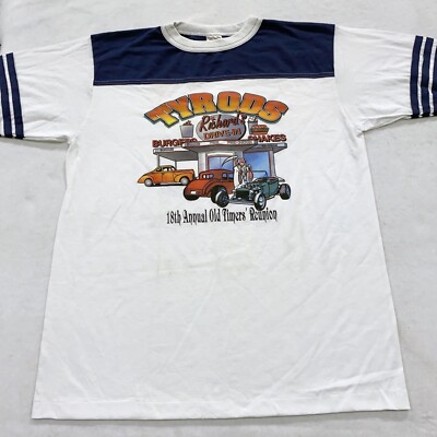 東*局様 【90s 】常田大輝vintage tops vtg 90s TYRODS OLD TIMERS' REUNION T-Shirt LARGE soft thin hot rod