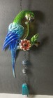 PARROT BIRD GLASS METAL BELL CHIME SUN CATCHER YARD GARDEN DECOR