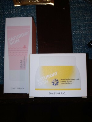 SATURDAY SKIN x 2 yuzu vitamin c sleep mask & rub a dub peel gel NIB full size 