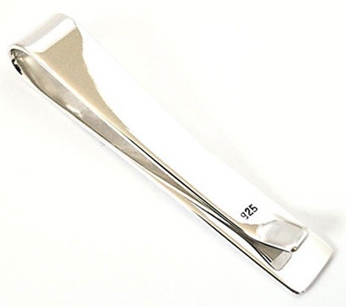 SLIM SIMPLY ELEGANT DIAGONAL ETCHED LINE SOLID STERLING 925 SILVER MONEY CLIP - Picture 3 of 7