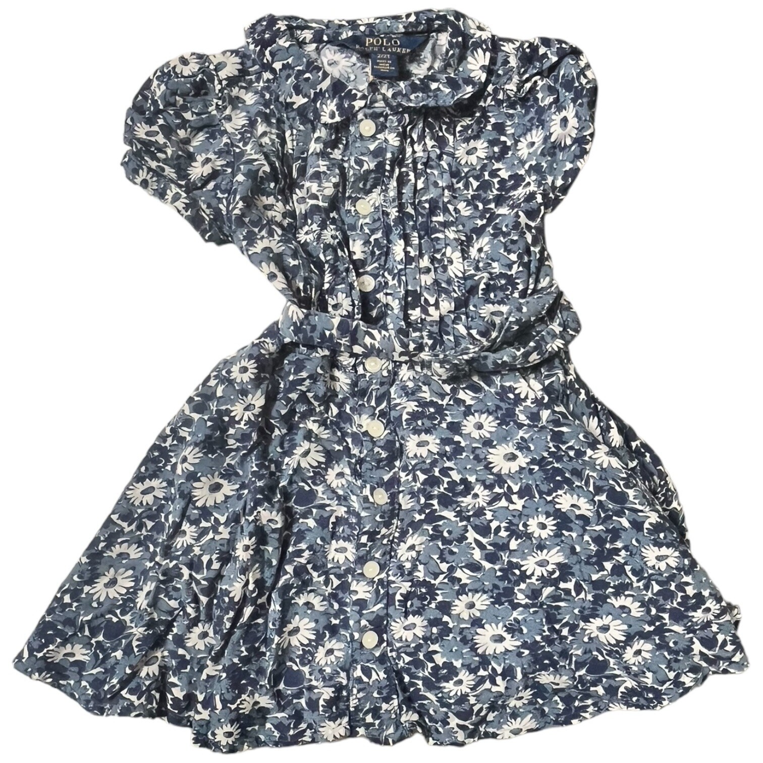 Polo Ralph Lauren Little GIrls Toddler Navy Floral Dress Short Sleeve Viscose 2T
