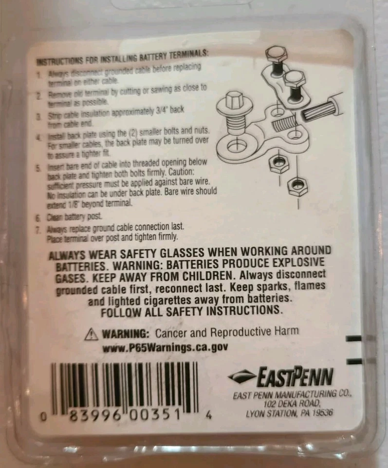 Terminal lateral de bateria Deka 00351 para calibre 6 a 1 NOVO MAIS BARATO FRETE GRÁTIS - Imagem 2 de 2
