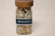 BEIGE AND SILVER CABINET DRAWER PULL KNOBS WITH STORAGE JAR - SET OF 12