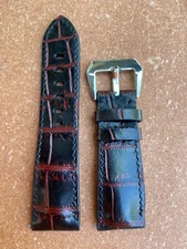 26m 24mm 22mm 21mm 20mm 19mm 18mm Black/Red alli.../ Leather Watch Strap Band