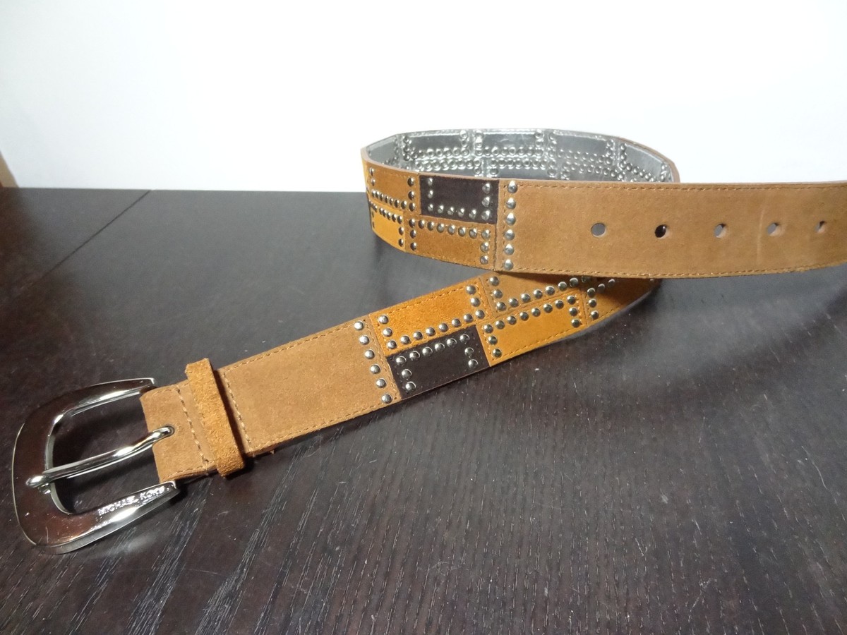 Michael Kors Suede Leather Studded Patchwork Belt Womans 