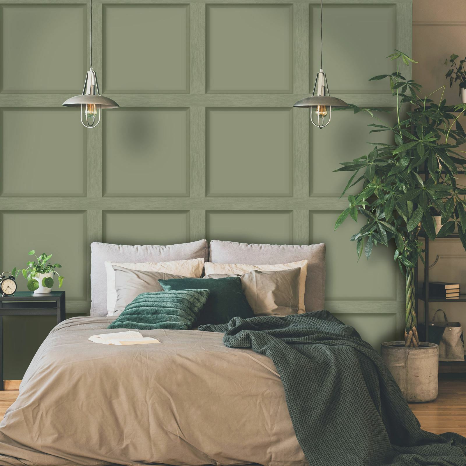 3D Effect Modern Wood Panelling Sage Green 12982 Holden Wallpaper eBay