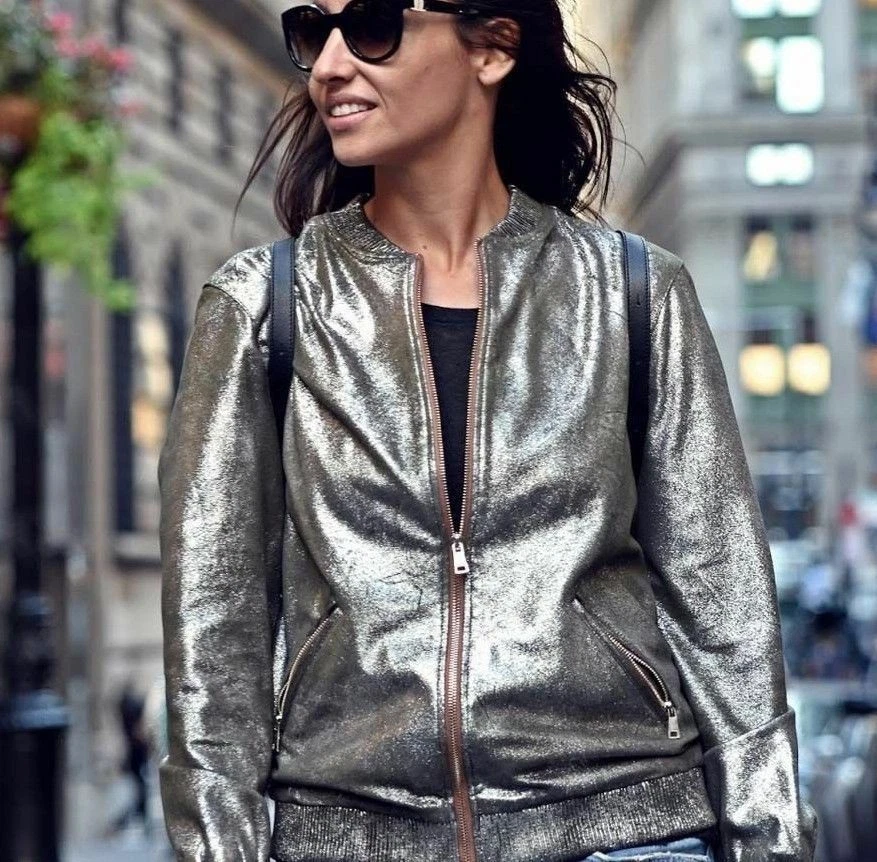 Metallic jacket hotsell silver