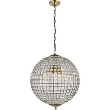 ANTIGUA ESFERA BRONCE MODERNO VESTÍBULO COMEDOR CRISTAL ARAÑA 4 LUCES 24"