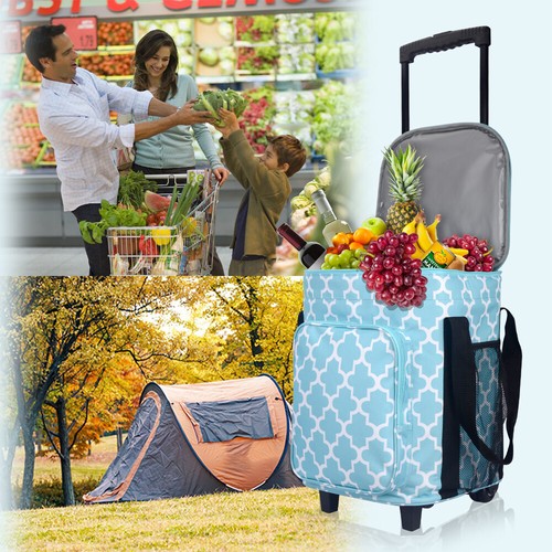 EAGLEMATE 36L Soft Collapsable Rolling Picnic Cooler Bags On Wheels BPA FREE - Picture 63 of 65