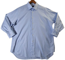 David Donahue Dress Shirt Men's 17.5 32/33 Blue Button Up 3/4 Sleeve