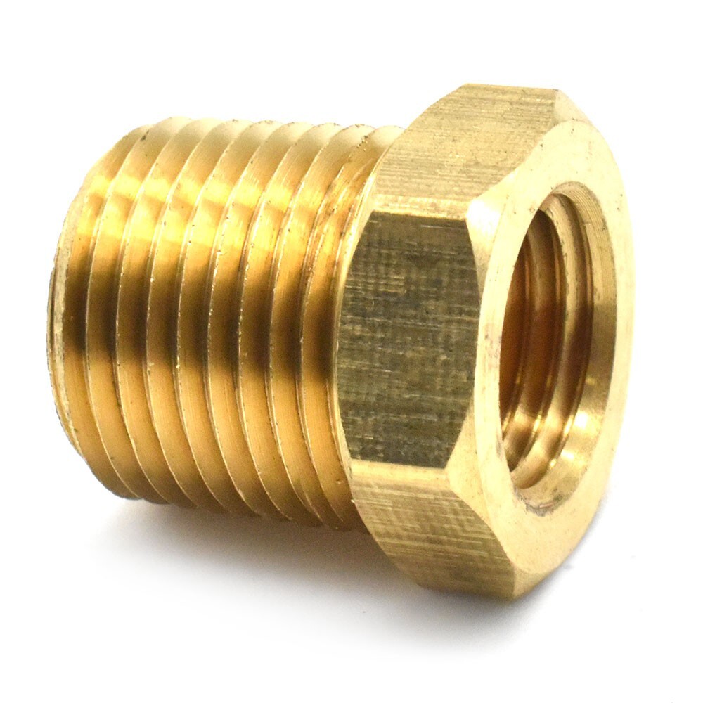 3/8" NPT Male x 1/4" NPT Female Brass Hex Bushing  - FB604