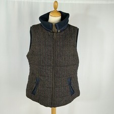 Jack Murphy Tweed Gilet Moon Malory Wool Teal Brown Herringbone Bodywarmer Uk 18