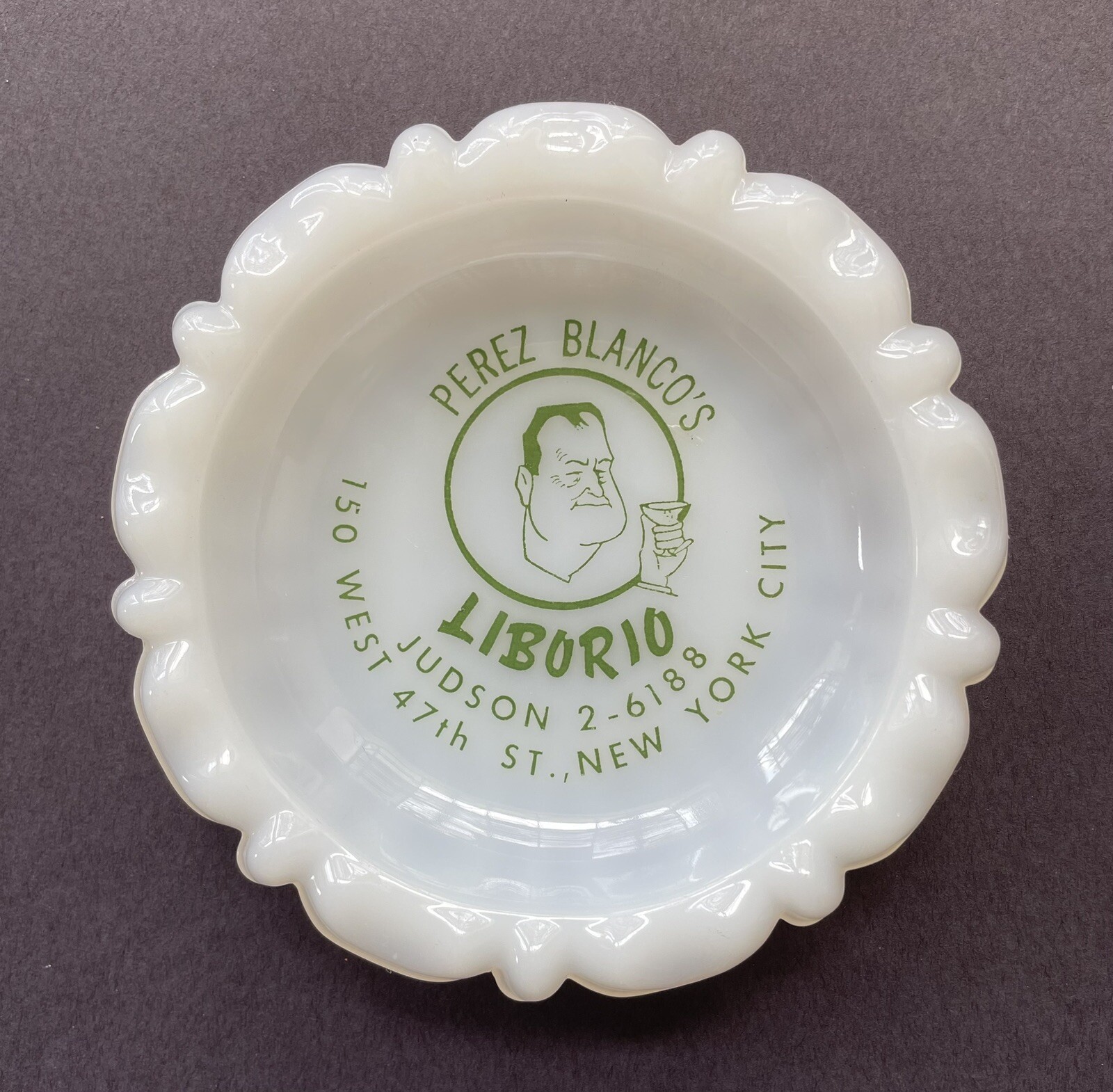 Vintage Ashtray Perez Blanco Liborio Restaurant New York City NY Milk