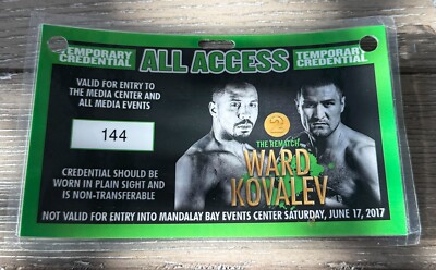 2017 Andre Ward vs Sergey Kovalev 2 Credential Pass Boxing FIGHT
