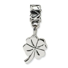 Clover Dangle Kids Bead .925 Sterling Silver Antique Finish Reflection Beads