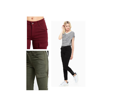 NWT Splendid Women Hunter Skinny Cargo Pants Scarlet Black Green Size 27-30 $160