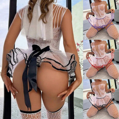 Women Sexy Lace Sheer Babydoll Bodysuit Sleepwear  Lingerie Tutu Skirt Dress