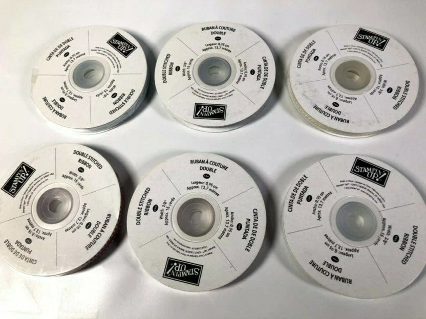 Stampin' Up Double Stitched Ribbon Red, Soft Sky Blue, Tan 1/4" 90 Yards Lot 6 - Image 2 of 4