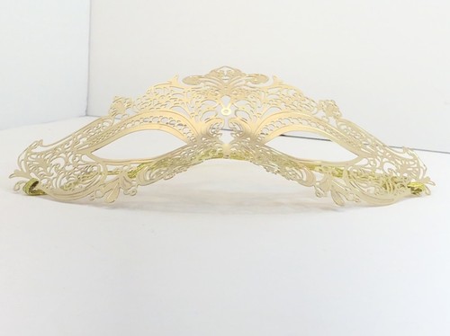Gold Etched Metal Venetian Style Masquerade Ball Mask Halloween Party - Picture 5 of 12