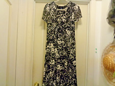 WELCOME BACK 90S CHAPS RALPH LAUREN DRESS BLACK & WHITE PRINT FLOUNCE M