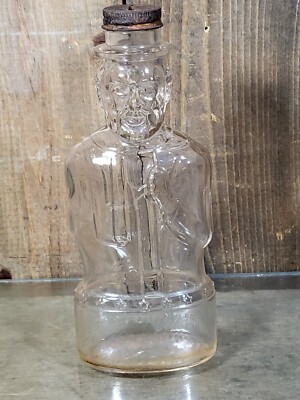 Vintage Abraham Lincoln Bank Bottle Glass Lincoln Foods Inc Lawrence Mass 8.5 